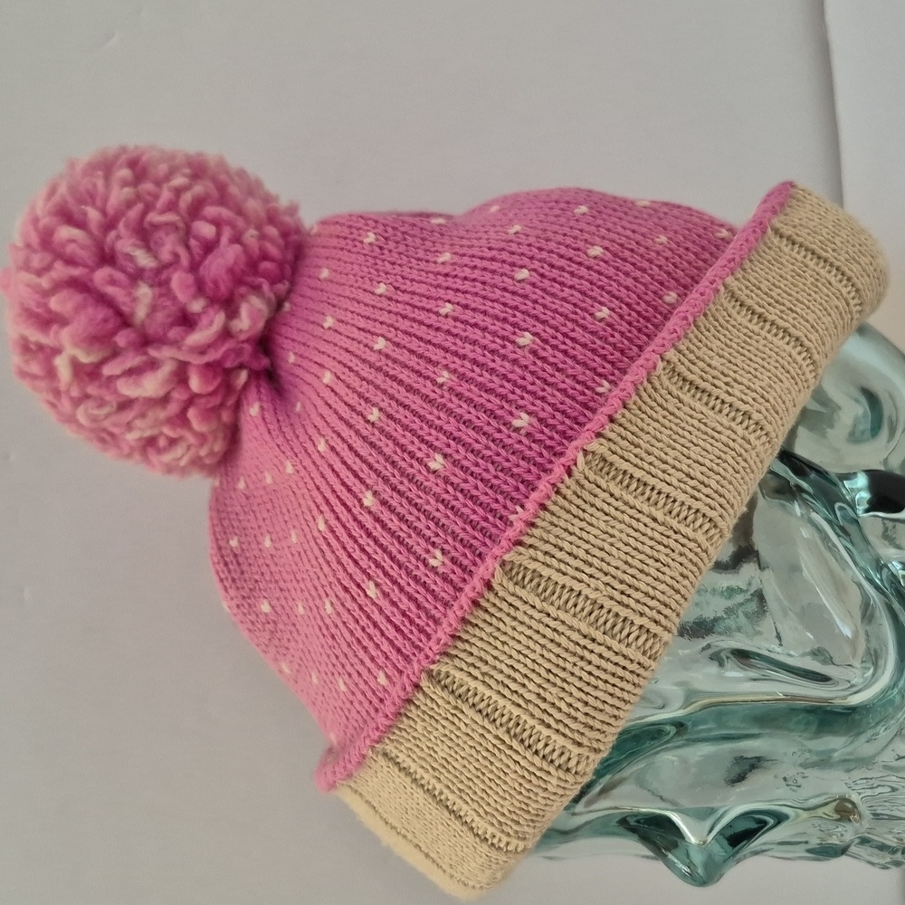 Vintage Wigwam Winter Hat Pink Pom-Pom Beanie Kids 90's Y2K
